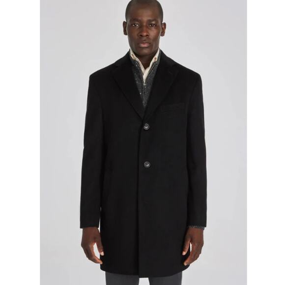 JACK VICTOR Men's Wesley Wool Cashmere Overcoat 44R Black Lined NWT